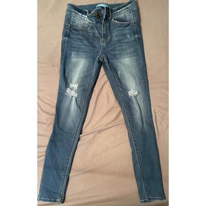 Wax Women's Juniors 'Butt I Love You' Push-Up High-Rise 3 Button Skinny Jeans